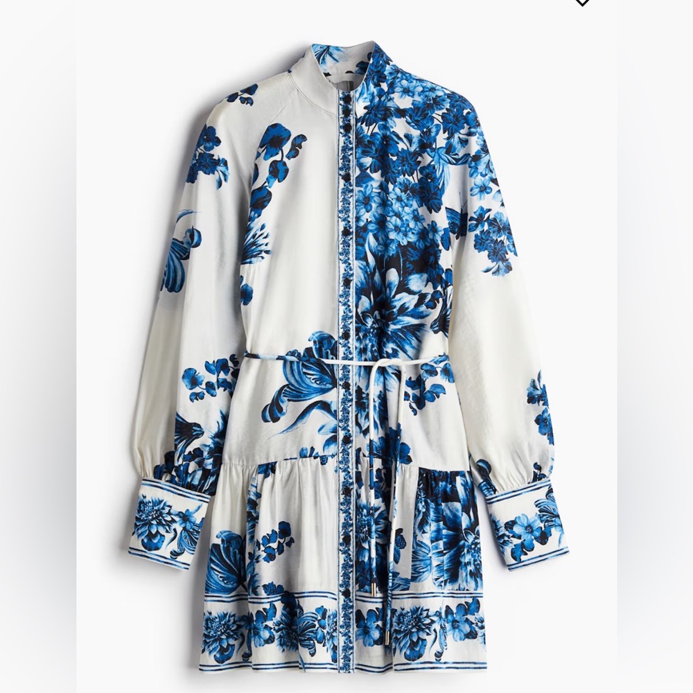 Floral Blue and White Women's Dress